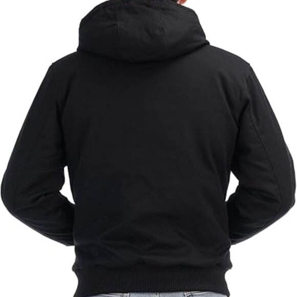 Men's L Heavy Duty Black Loose Fit Quilted Lined Workwear Waterproof Hooded NWT - Picture 2 of 7